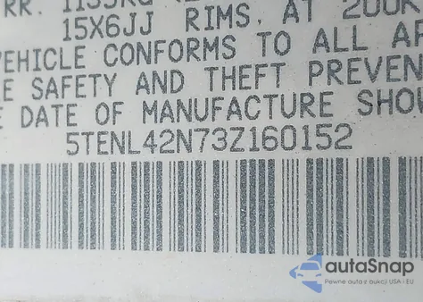 2003 Toyota Tacoma из США, поврежденный, VIN 5TENL42N73Z160152